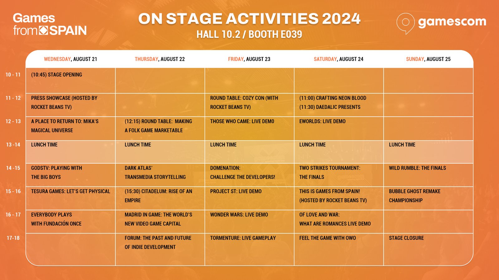 Gamescom Schedule Stage 2024: Check our activities taking place at Kölnmesse from August 21 to 25!